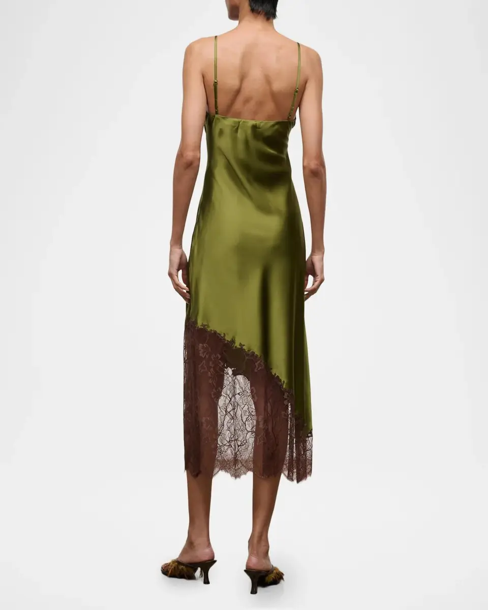 Staud Lara Lace-Trim Silk Dress | Thumbnail 3