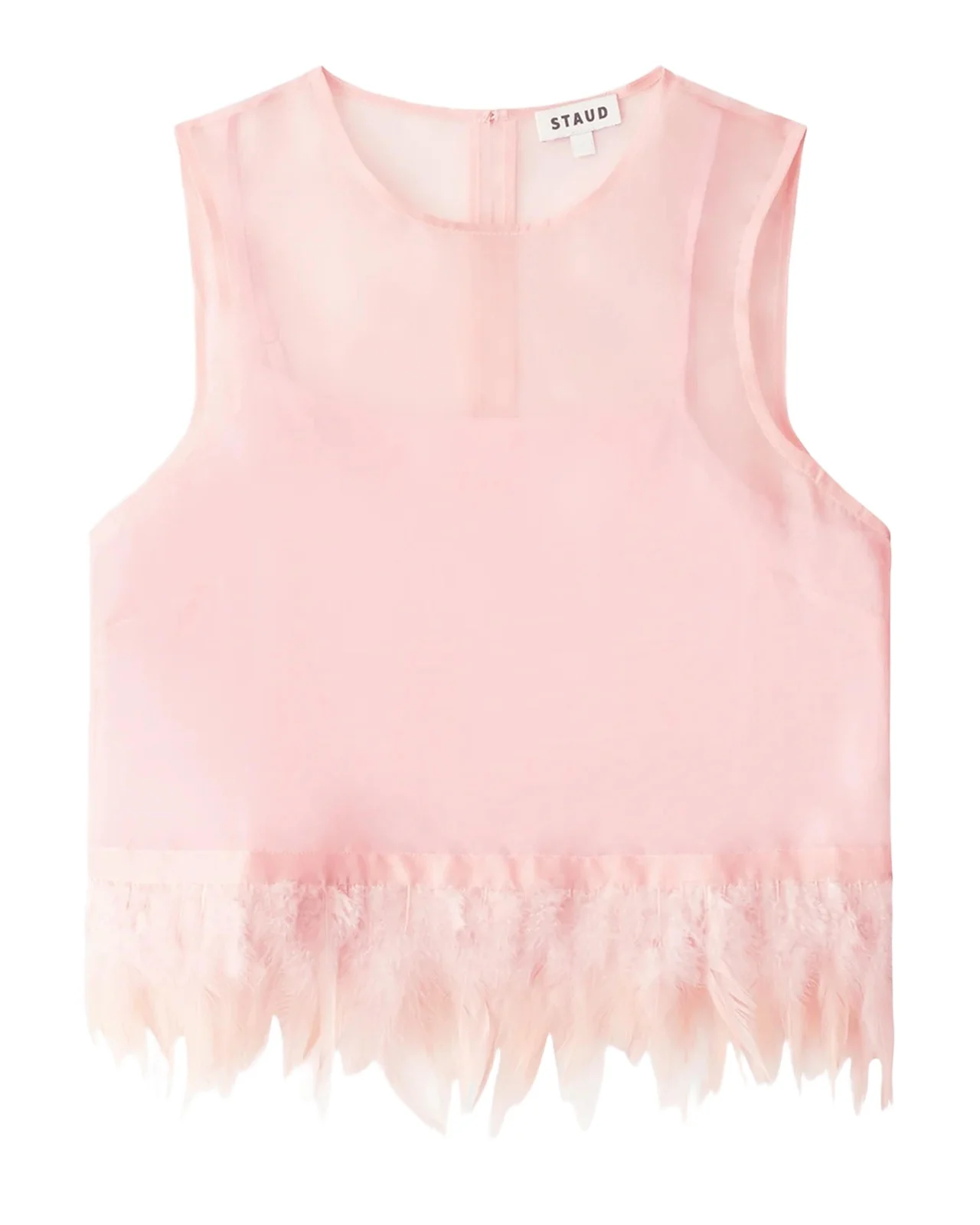 Staud Avi Silk Feather-Trim Top
