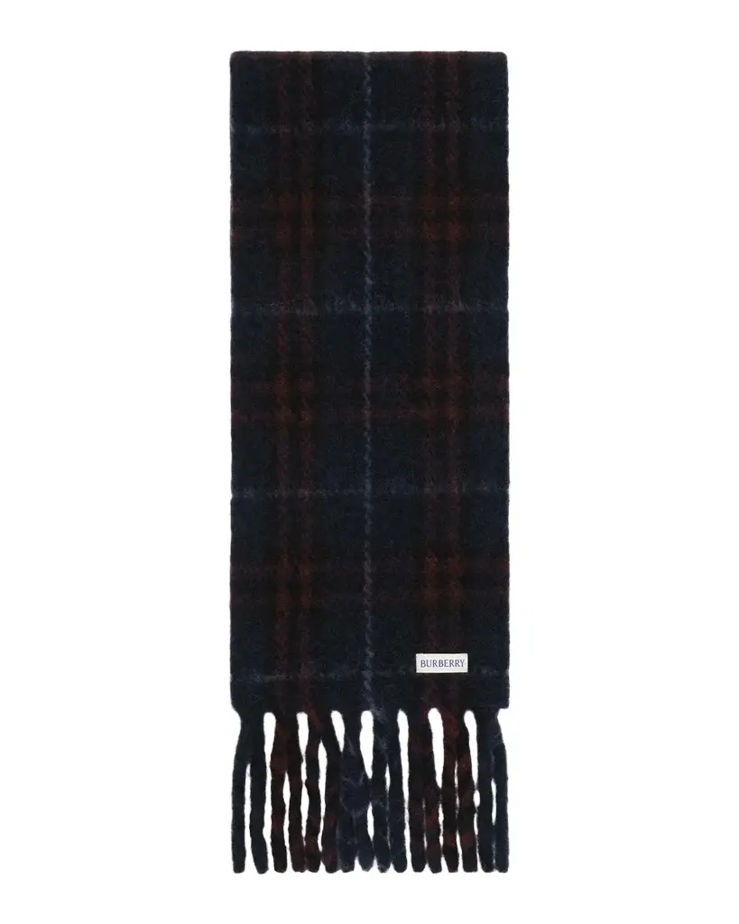 Burberry Men's Narrow Check Alpaca Wool-Blend Scarf | Image 1 Burberry Men's Narrow Check Alpaca Wool-Blend Scarf | Image 1