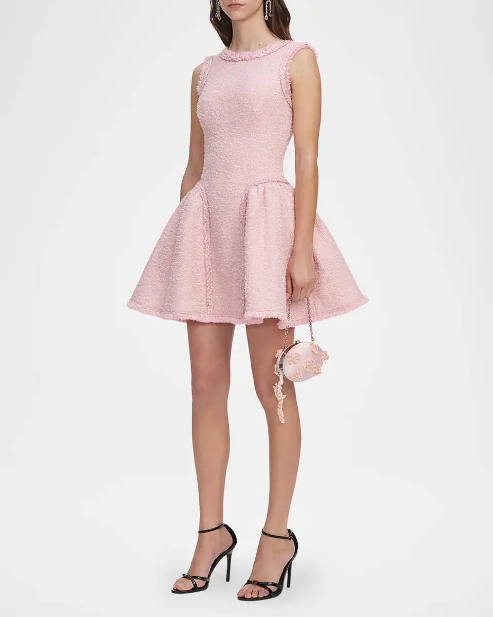 Self-Portrait Boucle Drop-Waist Mini Dress | Thumbnail 4 Self-Portrait Boucle Drop-Waist Mini Dress | Thumbnail 4
