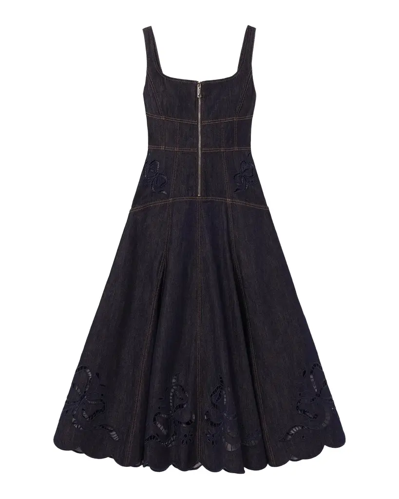 Embroidered Denim Midi Dress Embroidered Denim Midi Dress