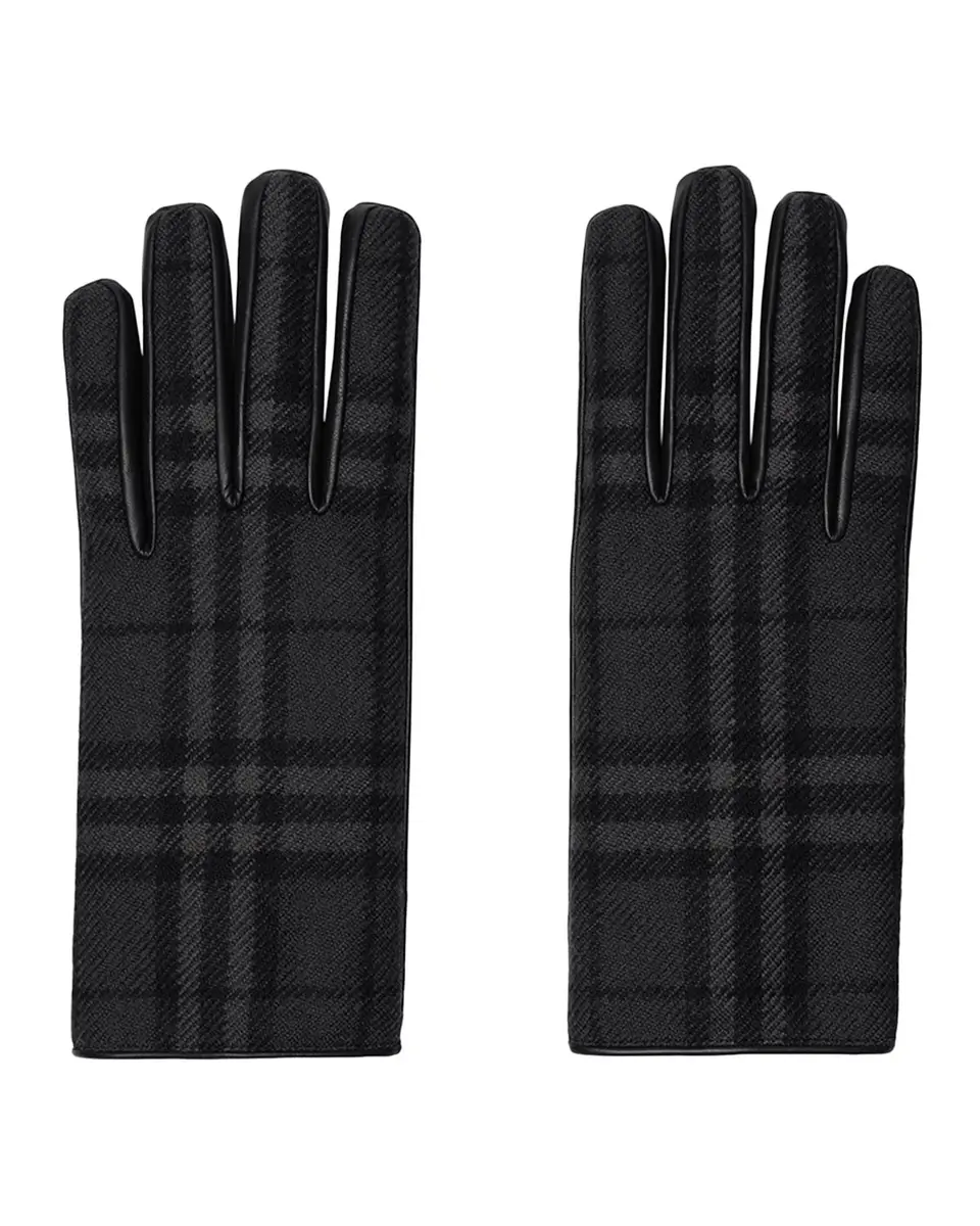 Burberry Men's Check Wool and Leather Gloves | Thumbnail 3 Burberry Men's Check Wool and Leather Gloves | Thumbnail 3