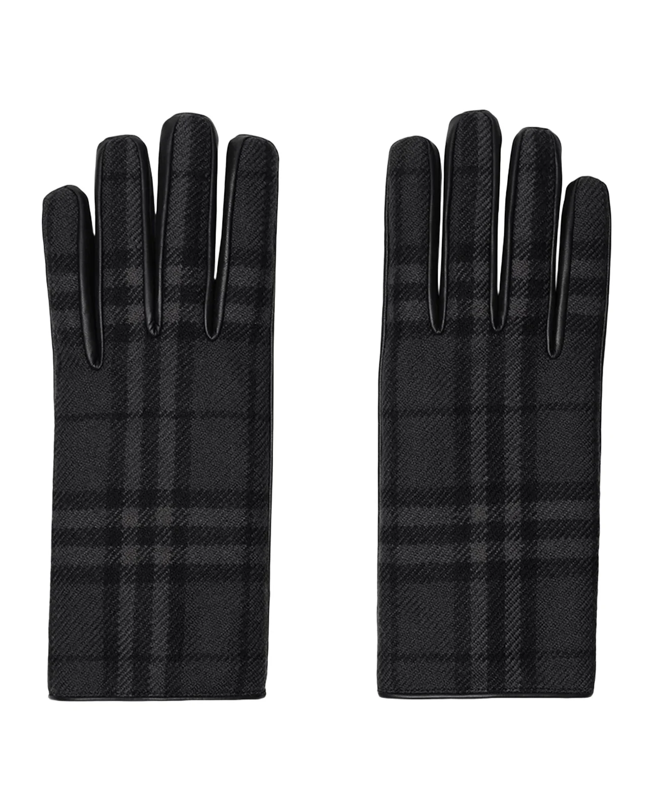 Burberry Men's Check Wool and Leather Gloves