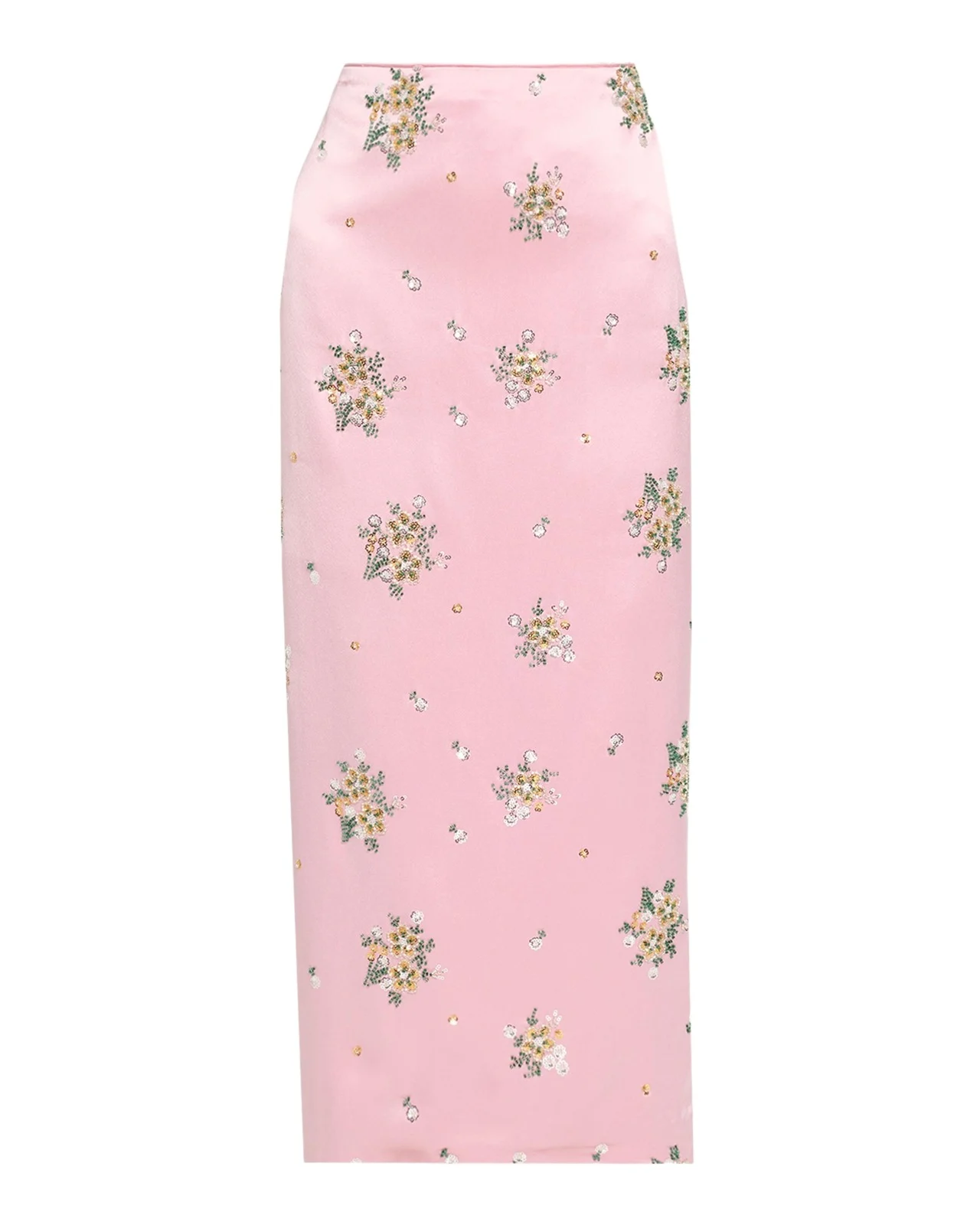 Raylen Floral Sequin-Embellished Satin Midi Skirt Raylen Floral Sequin-Embellished Satin Midi Skirt