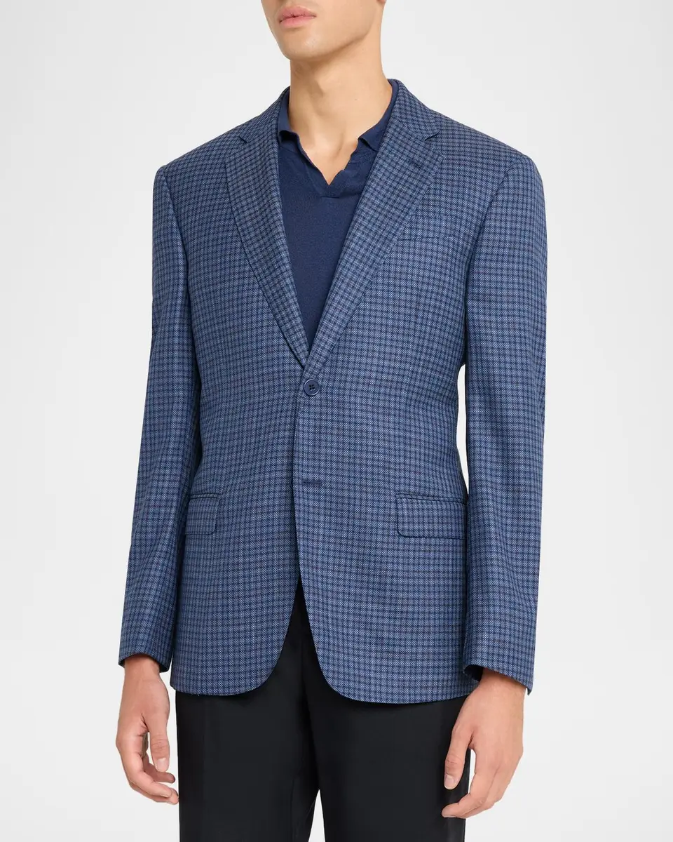 Emporio Armani Men's G Line Micro-Plaid Single-Breasted Sport Coat | Thumbnail 4 Emporio Armani Men's G Line Micro-Plaid Single-Breasted Sport Coat | Thumbnail 4