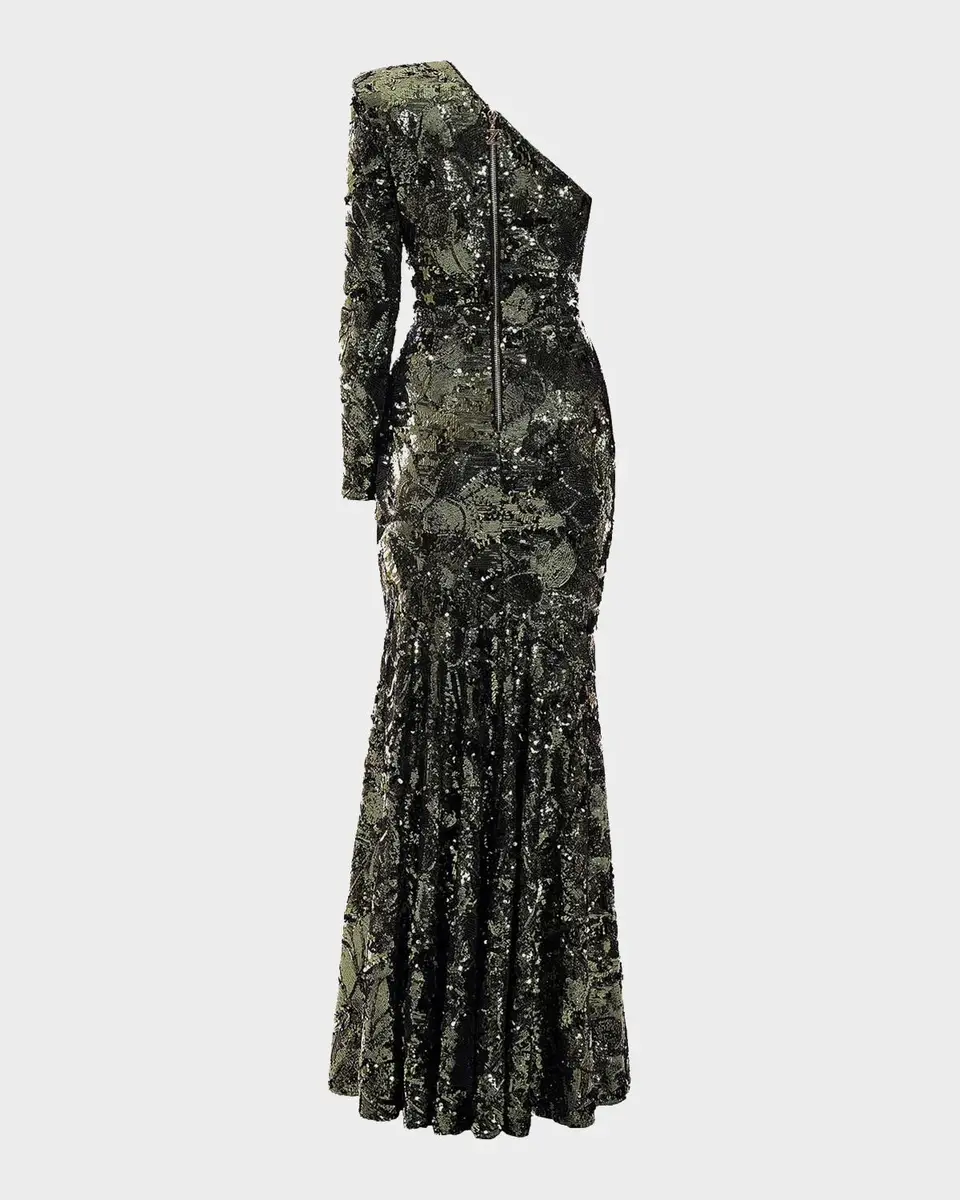 Zhivago This Is Not Her Sequined One-Shoulder Mermaid Gown | Thumbnail 5 Zhivago This Is Not Her Sequined One-Shoulder Mermaid Gown | Thumbnail 5