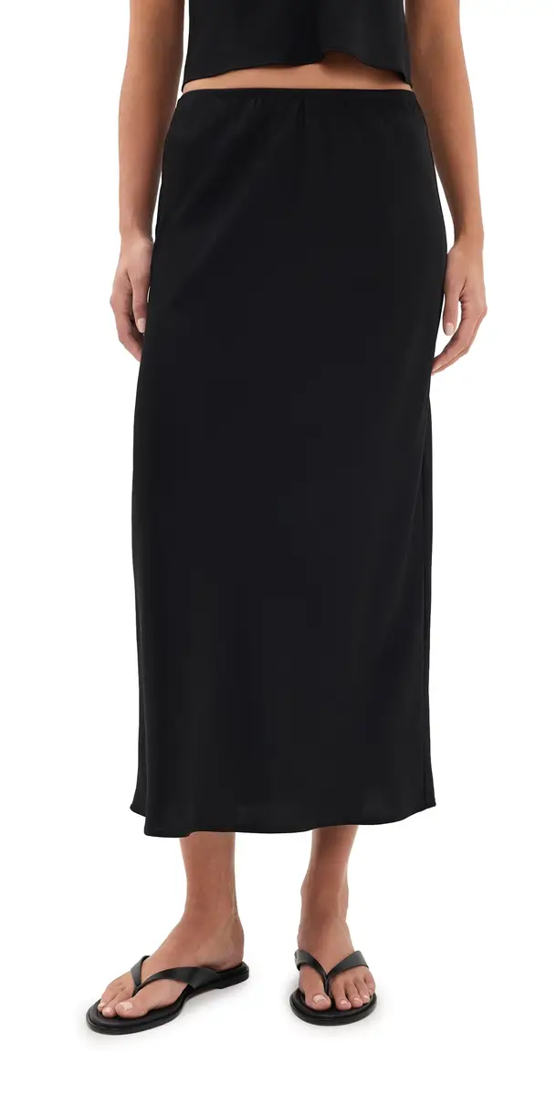 LESET Barb Bias Midi Skirt Black | Image 1 LESET Barb Bias Midi Skirt Black | Image 1