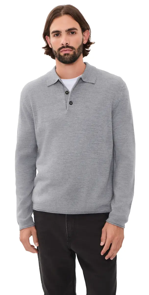 Joe's Jeans Merino Polo Sweater Heather Grey | Image 1 Joe's Jeans Merino Polo Sweater Heather Grey | Image 1