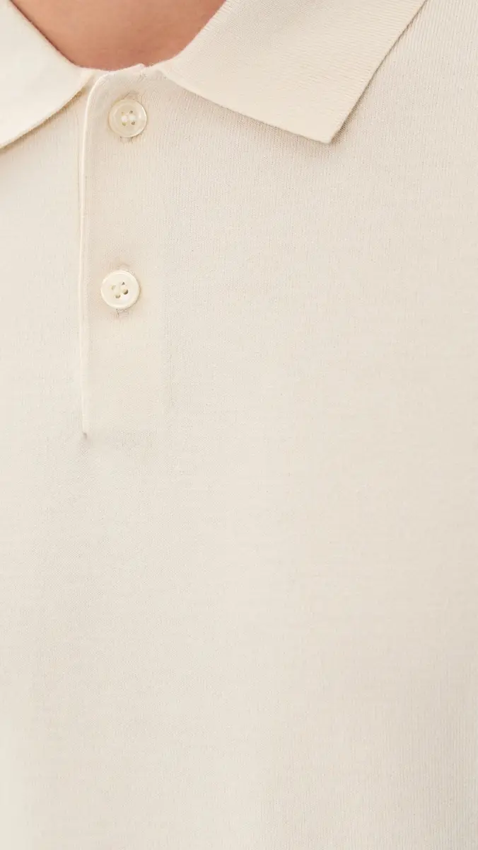 Theory Goris Long Sleeve Polo in Light Bilen Oat Milk | Thumbnail 6 Theory Goris Long Sleeve Polo in Light Bilen Oat Milk | Thumbnail 6