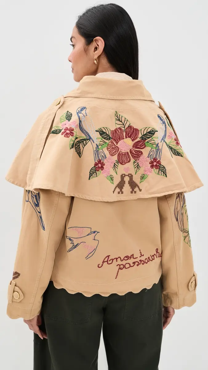 Farm Rio Twill Mini Trench Coat | Thumbnail 3