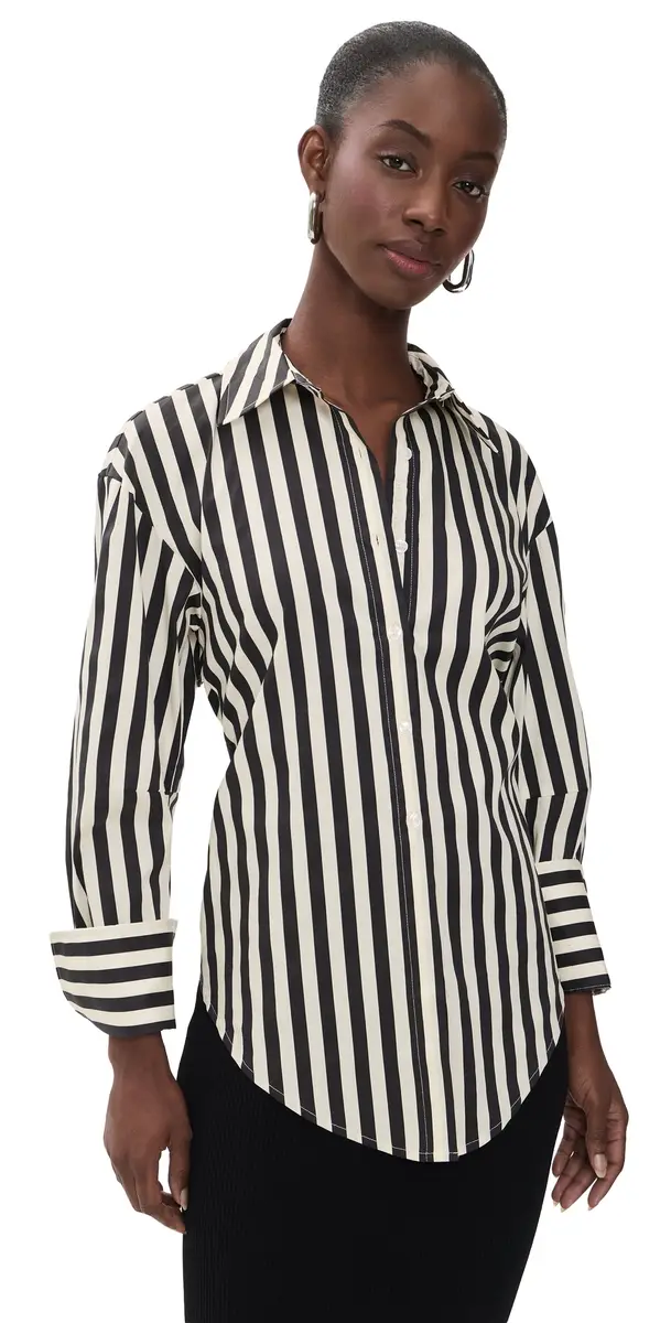 SIMONMILLER Loch Striped Poplin Button Up Top