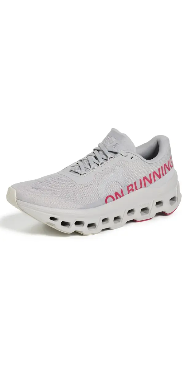 On Cloudmonster 1 Sneakers Silver/Camellia | Image 1 On Cloudmonster 1 Sneakers Silver/Camellia | Image 1