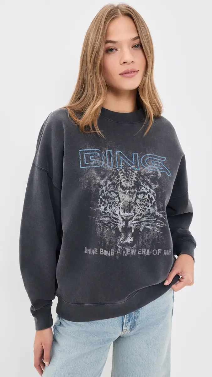 Anine Bing Miles Leopard Muse Sweatshirt | Thumbnail 2 Anine Bing Miles Leopard Muse Sweatshirt | Thumbnail 2
