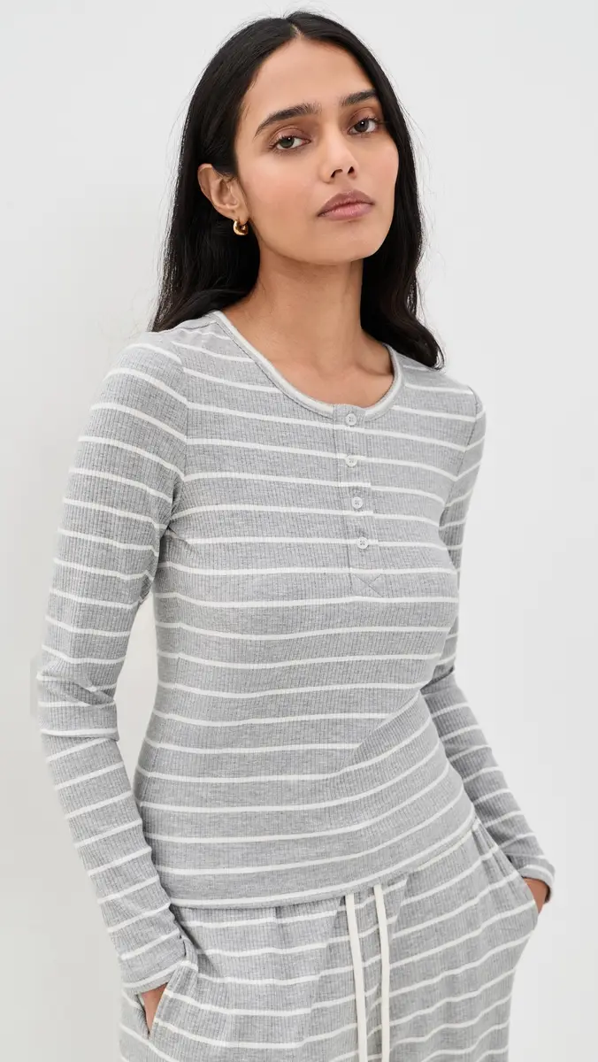 Year of Ours The Perfect Ribbed Henley Tee | Thumbnail 2 Year of Ours The Perfect Ribbed Henley Tee | Thumbnail 2