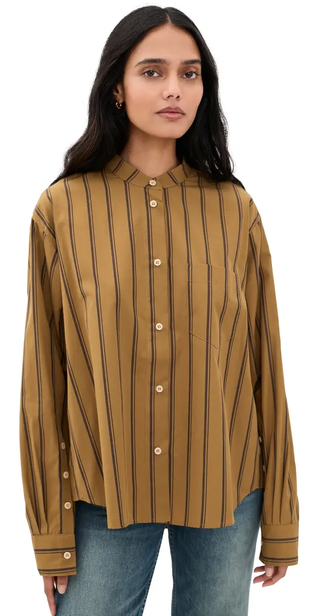 Jamie Haller The Editor Shirt Goldenrod tripe | Image 1 Jamie Haller The Editor Shirt Goldenrod tripe | Image 1