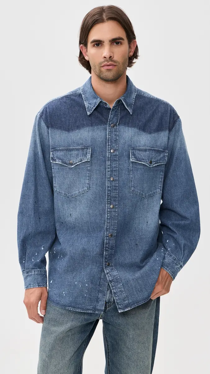 Maison Margiela Bicolor Denim Button Down Shirt | Thumbnail 3