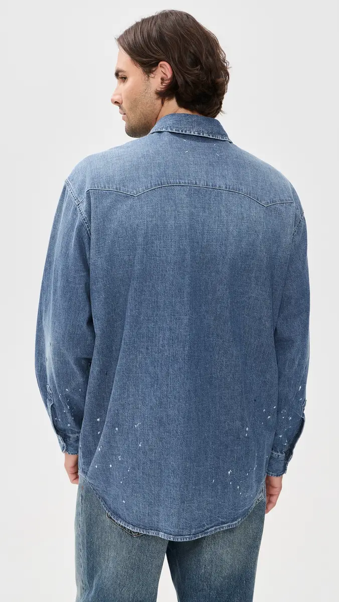 Maison Margiela Bicolor Denim Button Down Shirt | Thumbnail 4