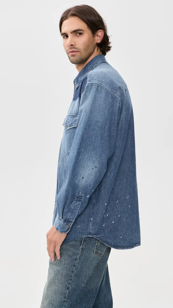 Maison Margiela Bicolor Denim Button Down Shirt | Thumbnail 5