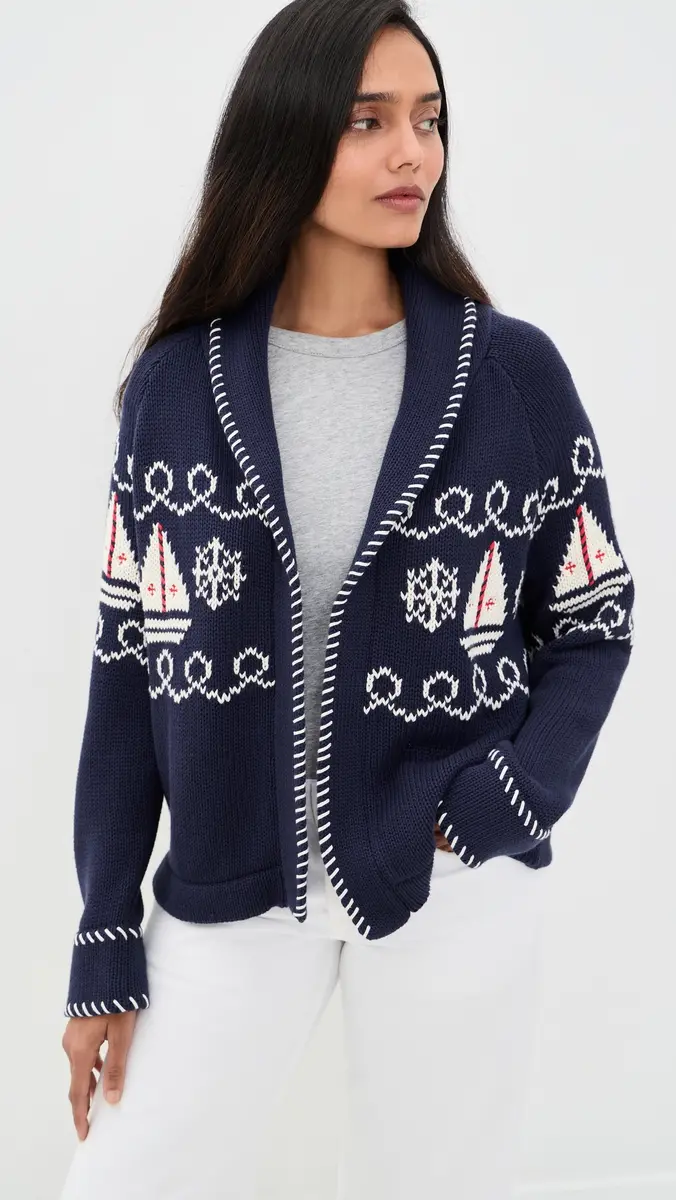 Marea Nautical Intarsia Shawl Cardigan | Thumbnail 2