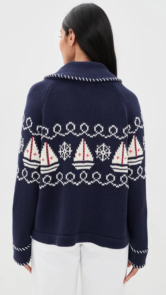 Marea Nautical Intarsia Shawl Cardigan | Thumbnail 3