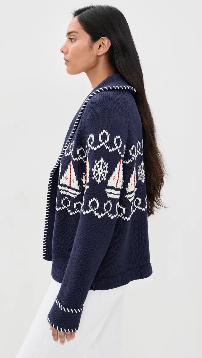 Marea Nautical Intarsia Shawl Cardigan | Thumbnail 4
