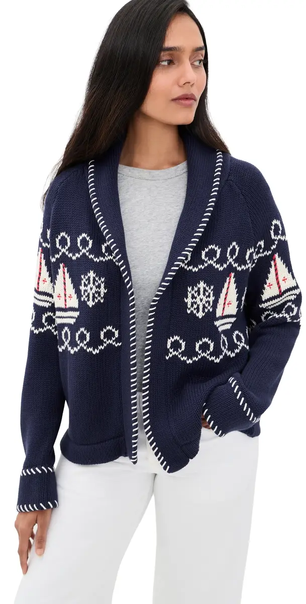 Nautical Intarsia Shawl Cardigan Nautical Intarsia Shawl Cardigan