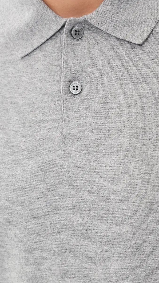 Theory Goris Long Sleeve Polo in Light Bilen Light Heather Grey | Thumbnail 6 Theory Goris Long Sleeve Polo in Light Bilen Light Heather Grey | Thumbnail 6