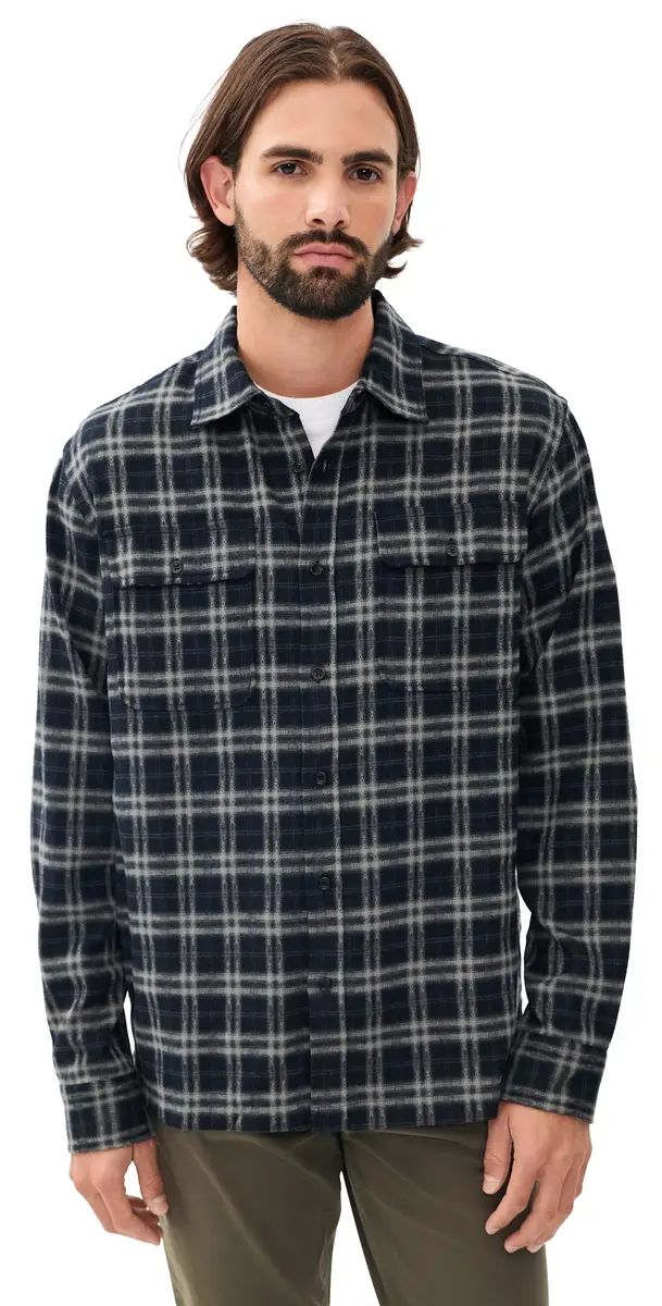 Joe's Jeans Plaid Double Flap Pocket Shirt Navy ulti | Image 1 Joe's Jeans Plaid Double Flap Pocket Shirt Navy ulti | Image 1
