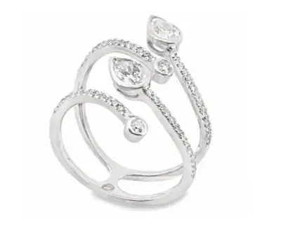 Wish Fine Jewelry 0.941ct Diamond 18K Gold Crossover Ring