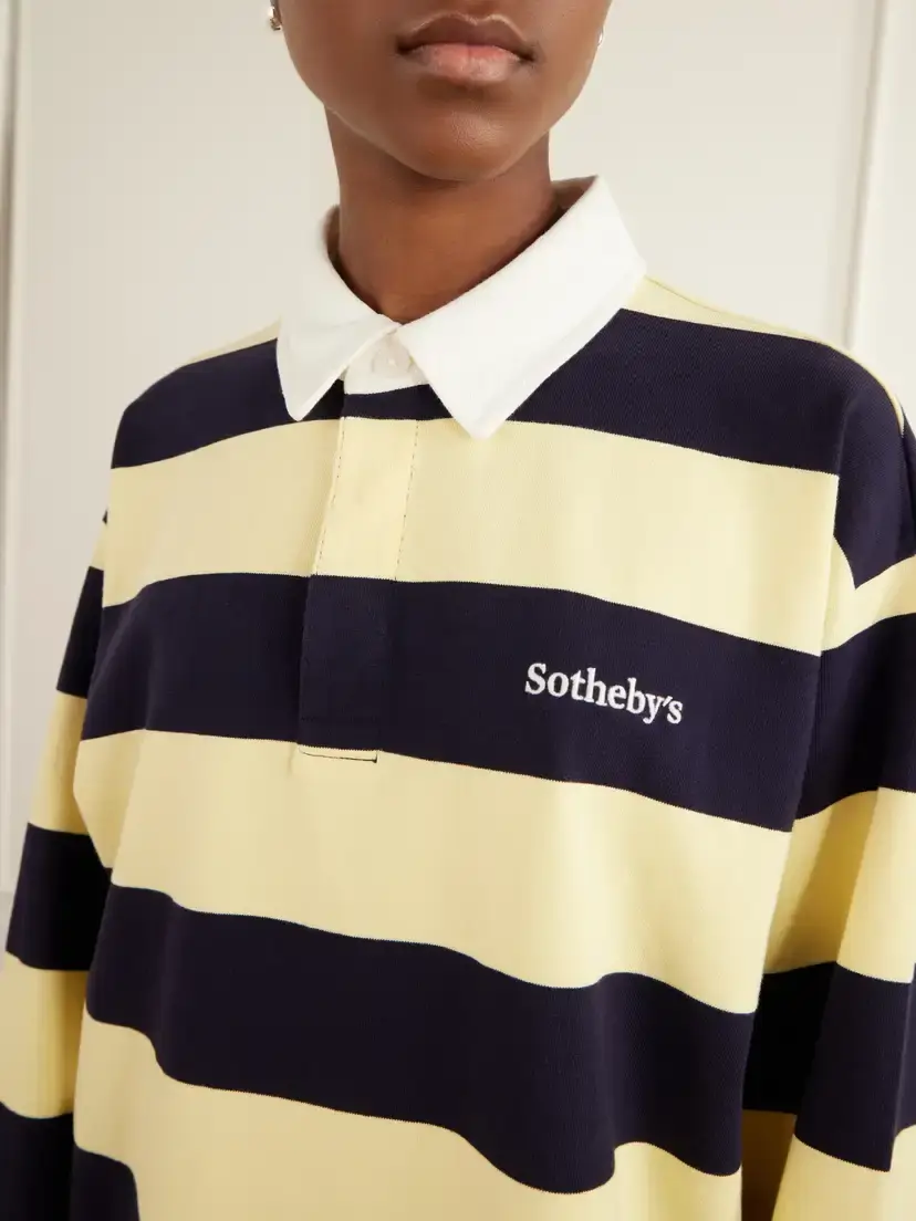 Frame + Sotheby's Striped Cotton-jersey Polo Sweater | Thumbnail 4 Frame + Sotheby's Striped Cotton-jersey Polo Sweater | Thumbnail 4
