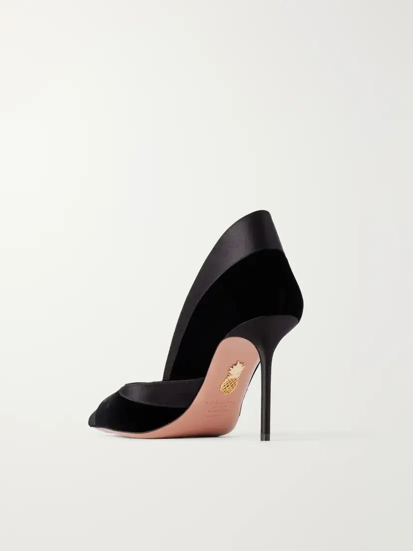 Aquazzura Shadow 85 Velvet And Satin Pumps | Thumbnail 3