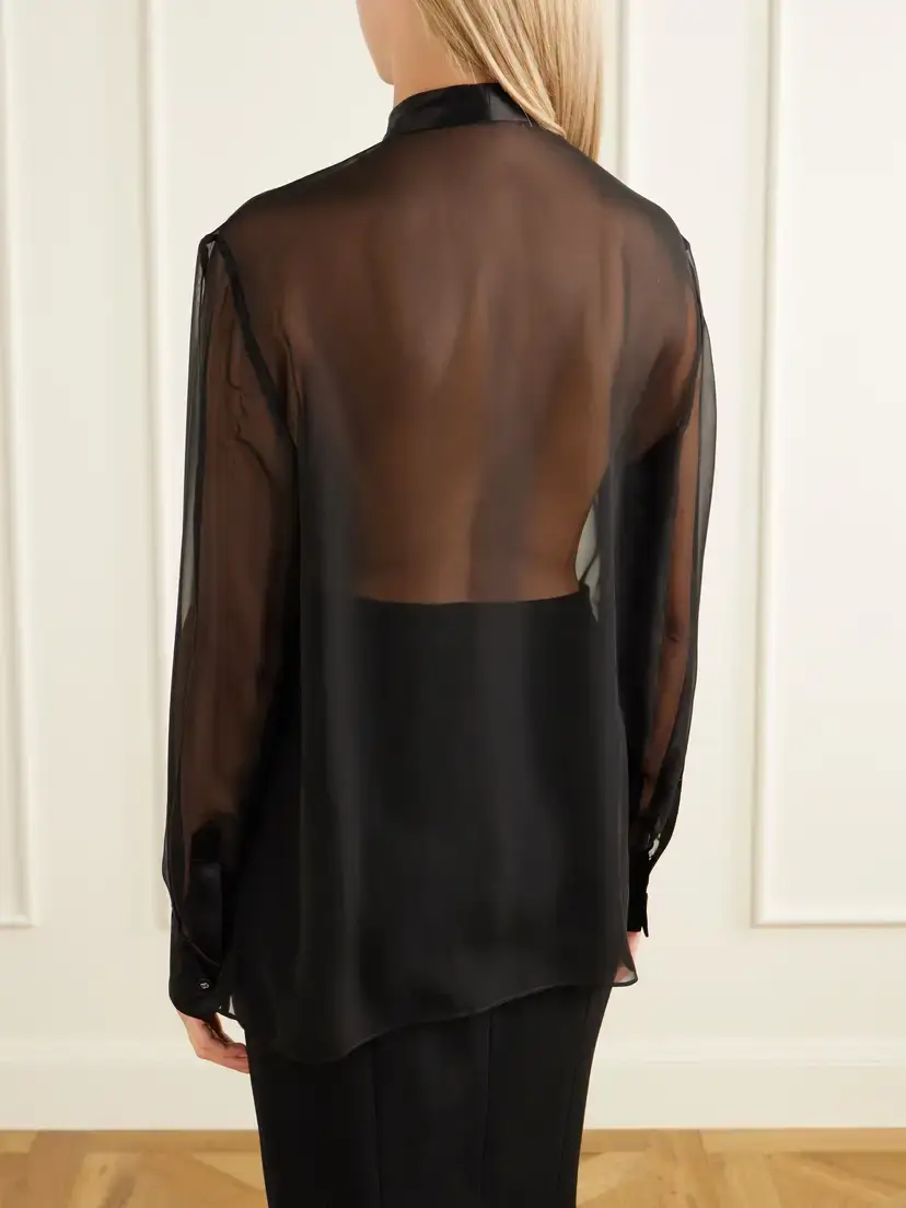 Dolce & Gabbana Bow-detailed Silk-chiffon Blouse | Thumbnail 4