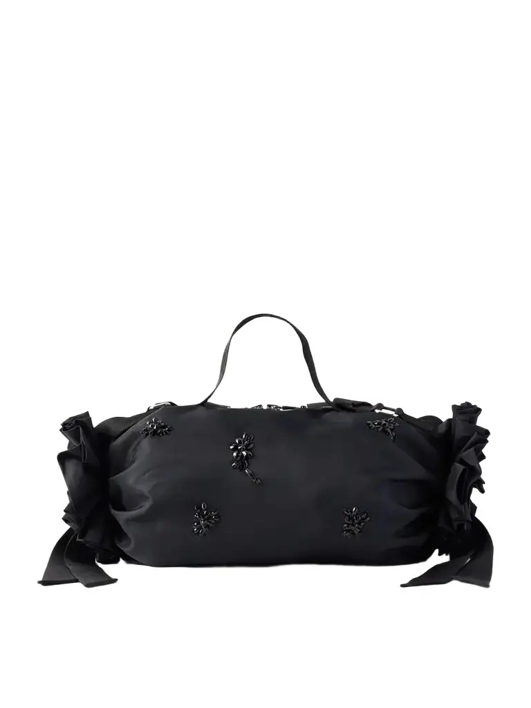 Simone Rocha Double Ribbon Rosette Crystal-embellished Satin Shoulder Bag | Image 1 Simone Rocha Double Ribbon Rosette Crystal-embellished Satin Shoulder Bag | Image 1