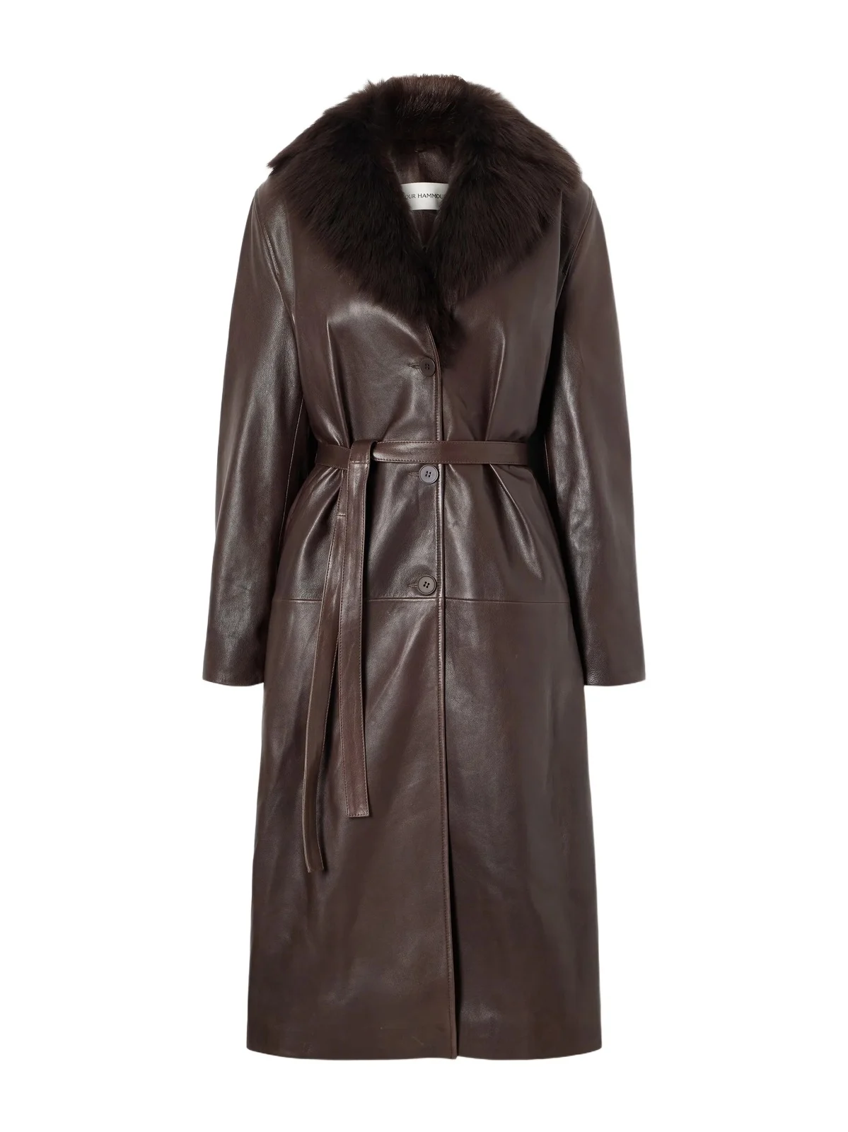 Nour Hammour Niven Belted Shearling-trimmed Leather Trench