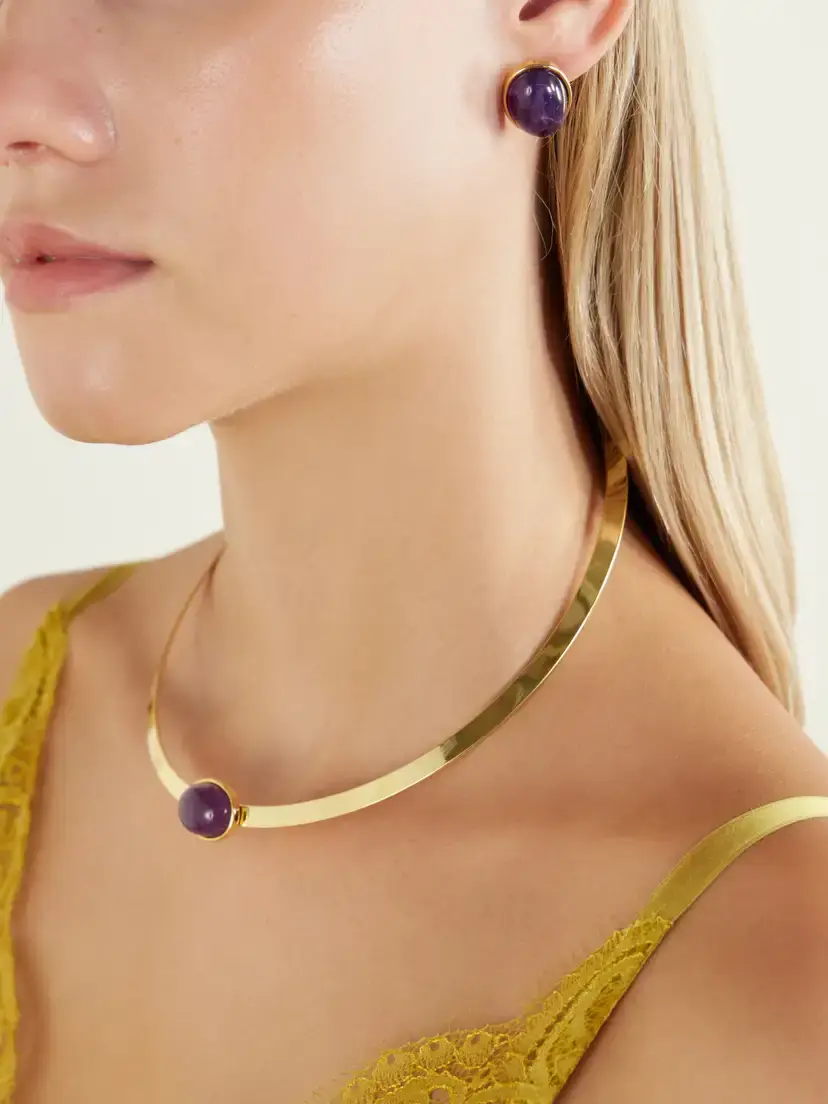 Jennifer Behr Elaine Gold-tone Amethyst Earrings | Thumbnail 2