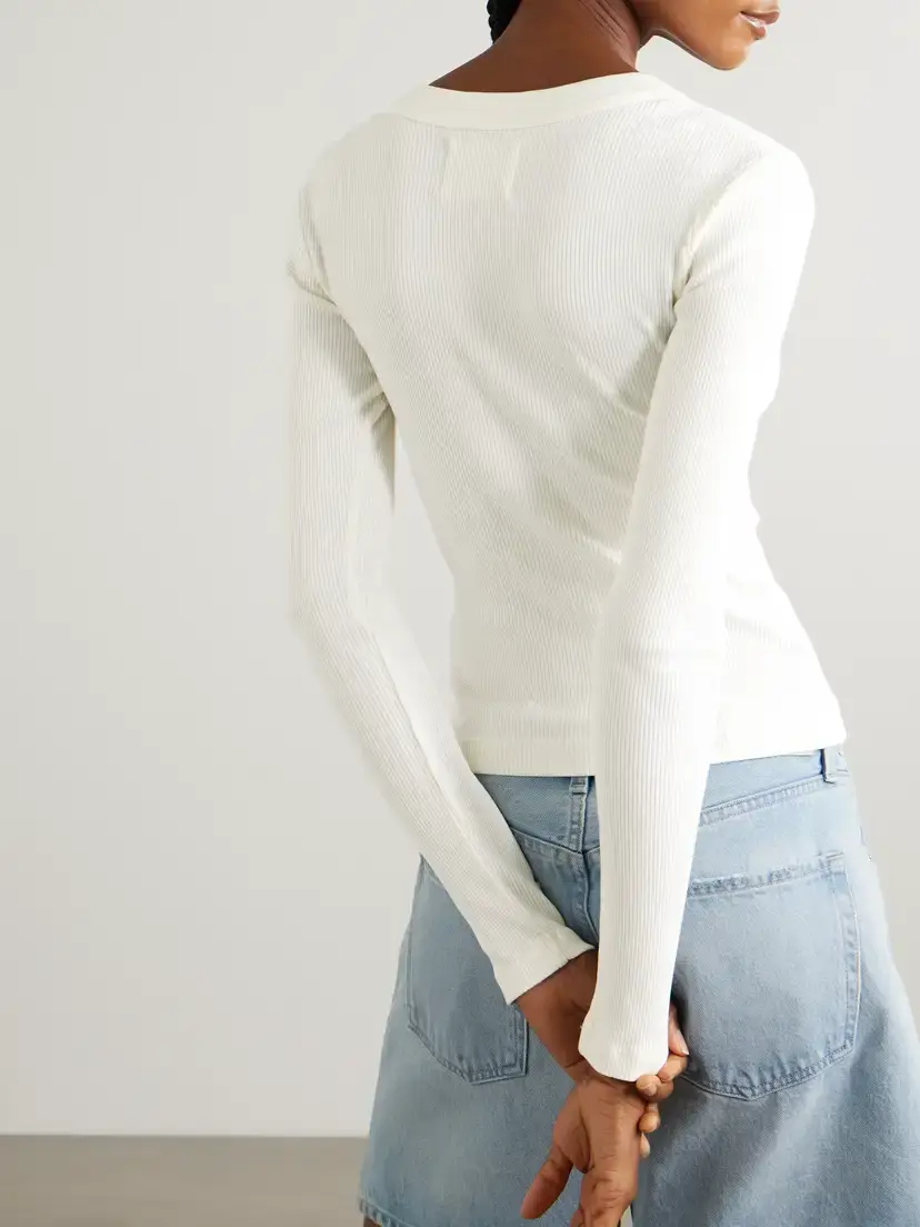 Citizens of Humanity Varra Ribbed Stretch Organic Cotton And Lyocell-blend Henley Top | Thumbnail 3 Citizens of Humanity Varra Ribbed Stretch Organic Cotton And Lyocell-blend Henley Top | Thumbnail 3