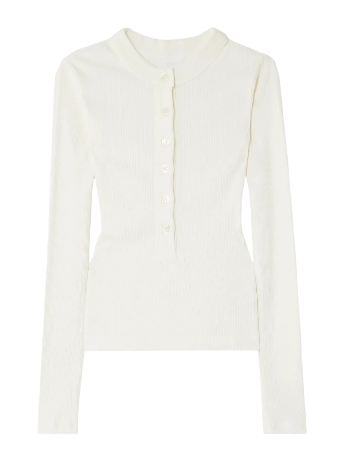 Varra Ribbed Stretch Organic Cotton And Lyocell-blend Henley Top Varra Ribbed Stretch Organic Cotton And Lyocell-blend Henley Top