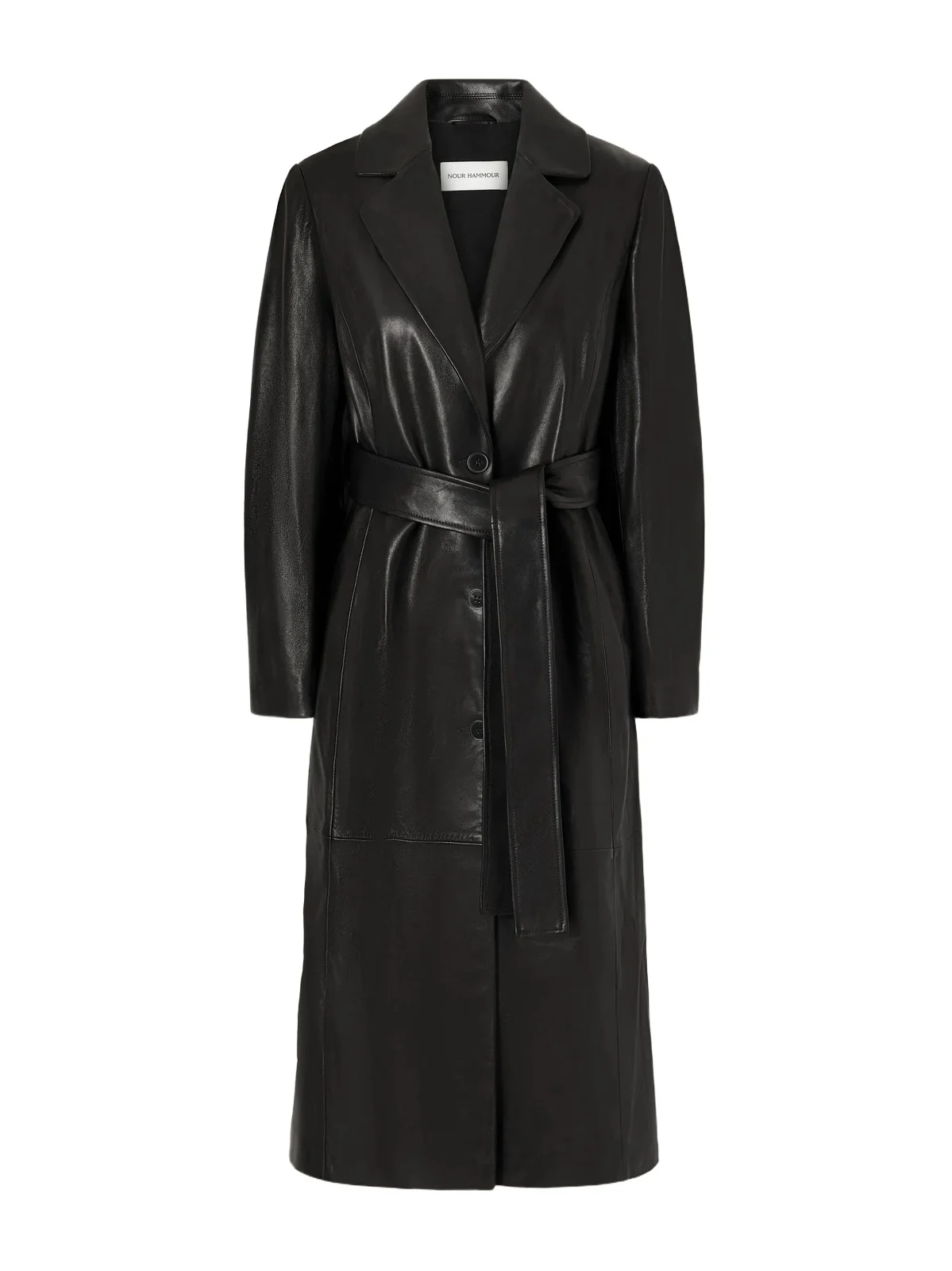Nour Hammour Camden Belted Leather Coat
