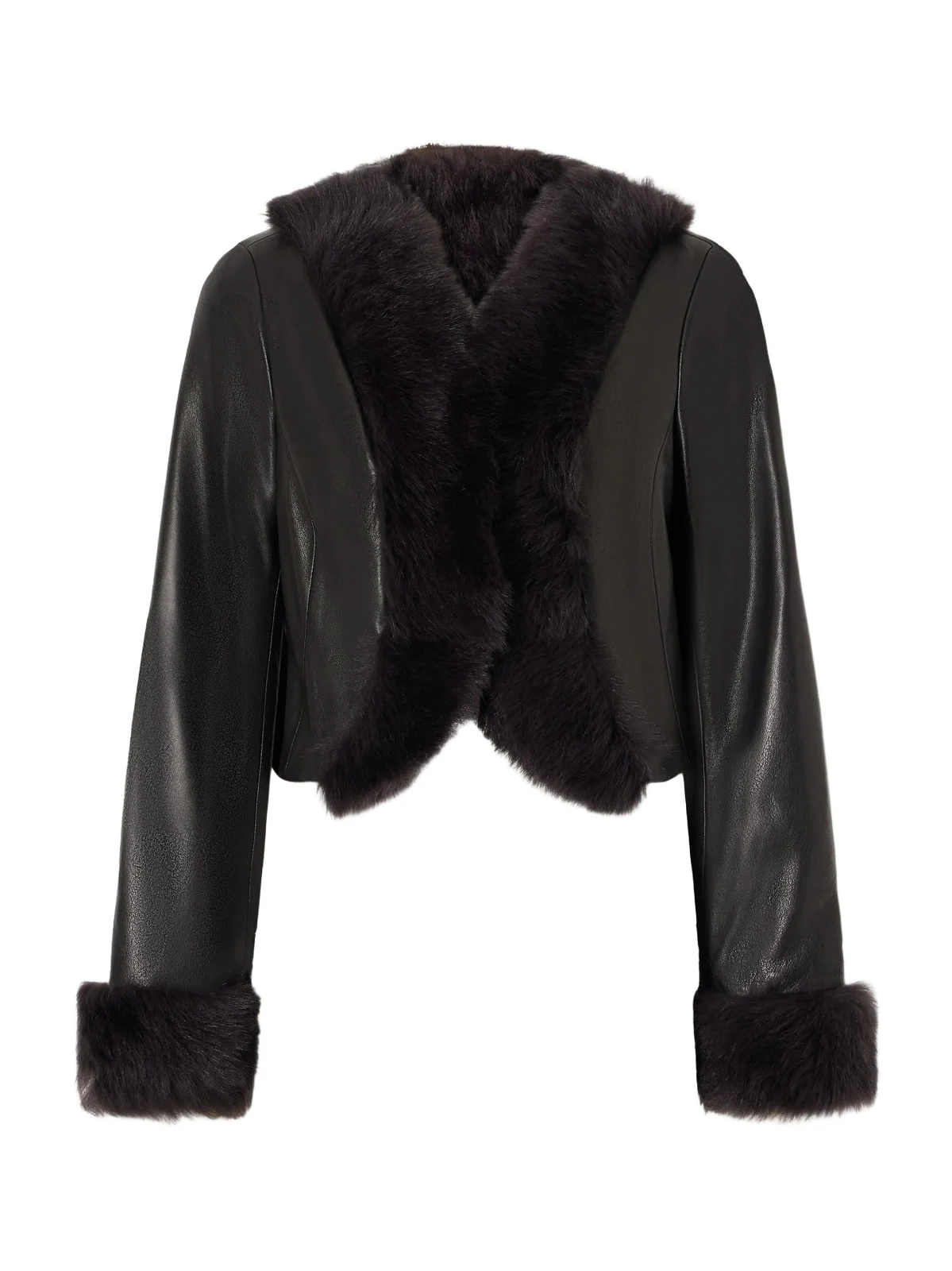 Nour Hammour Sofie Cropped Shearling-trimmed Leather Jacket