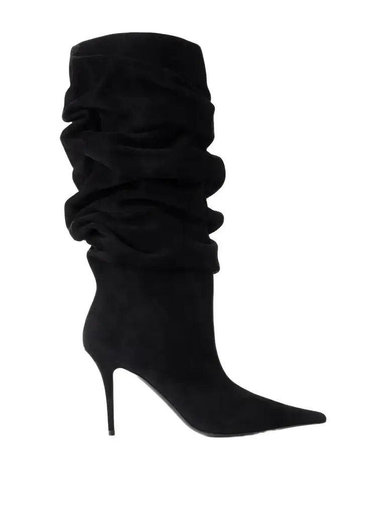 Amina Muaddi Anok 90 Suede Boots | Image 1 Amina Muaddi Anok 90 Suede Boots | Image 1