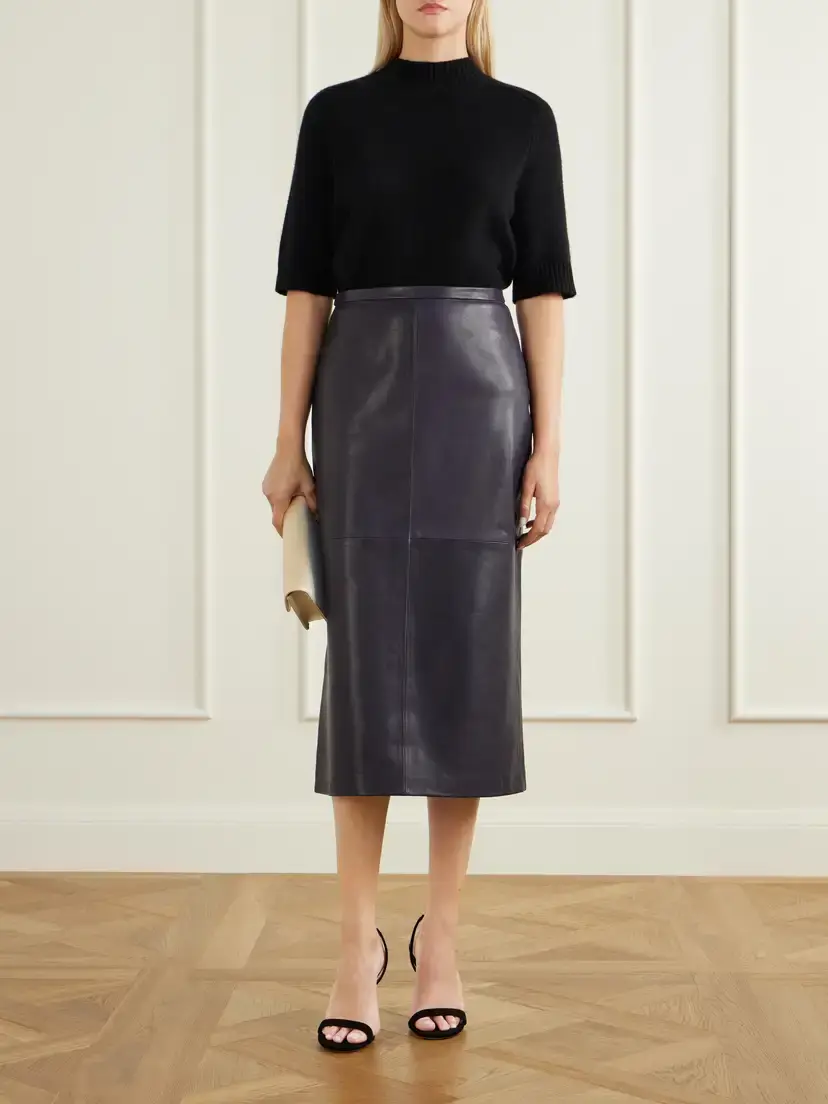 Nour Hammour Alana Leather Midi Skirt | Thumbnail 2 Nour Hammour Alana Leather Midi Skirt | Thumbnail 2