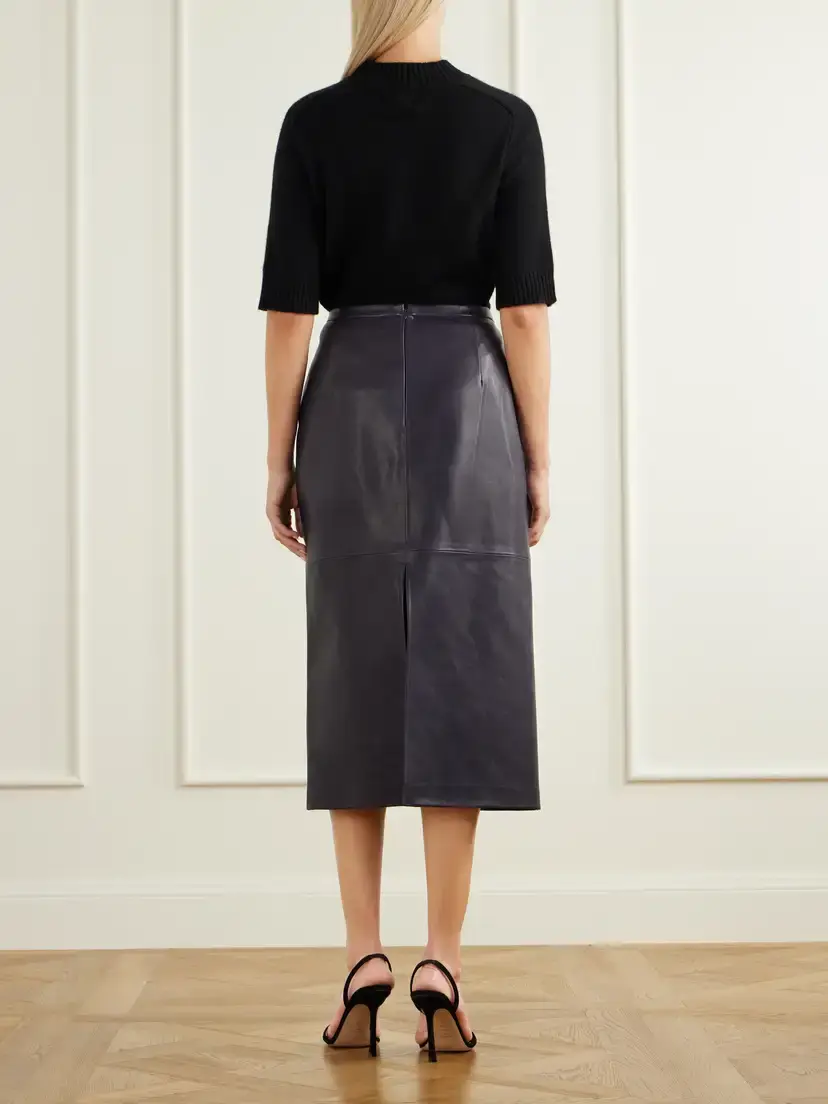 Nour Hammour Alana Leather Midi Skirt | Thumbnail 3 Nour Hammour Alana Leather Midi Skirt | Thumbnail 3