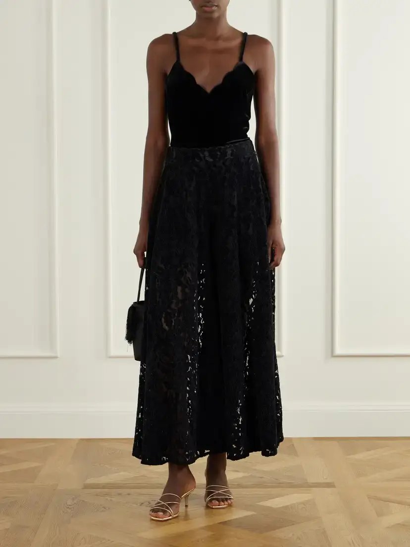 Loretta Caponi Vittoria Velvet Lace High-waist Wide-leg Pants | Thumbnail 2 Loretta Caponi Vittoria Velvet Lace High-waist Wide-leg Pants | Thumbnail 2