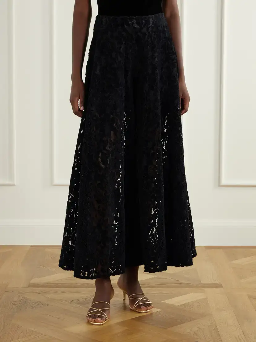 Loretta Caponi Vittoria Velvet Lace High-waist Wide-leg Pants | Thumbnail 3 Loretta Caponi Vittoria Velvet Lace High-waist Wide-leg Pants | Thumbnail 3