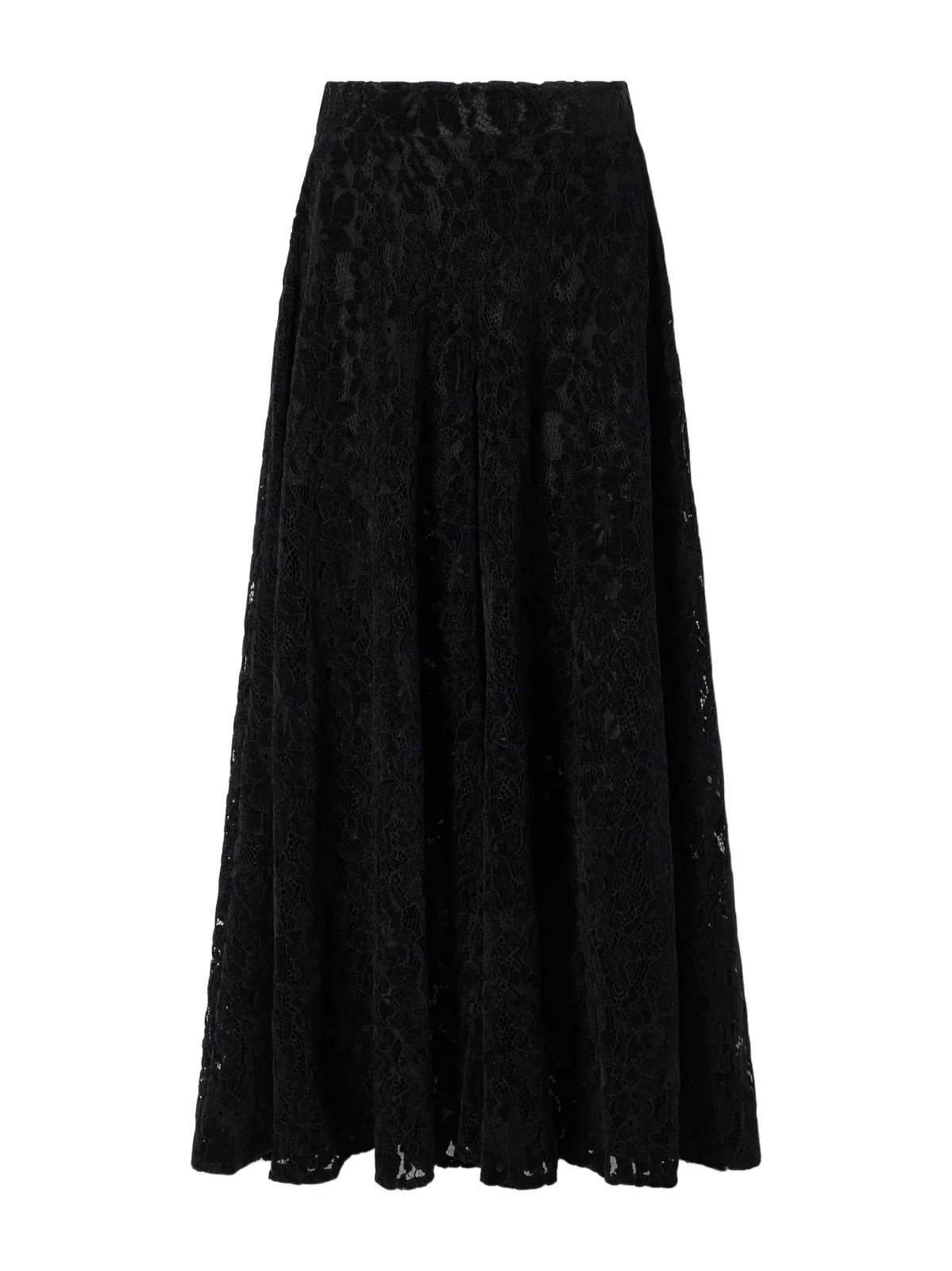 Loretta Caponi Vittoria Velvet Lace High-waist Wide-leg Pants