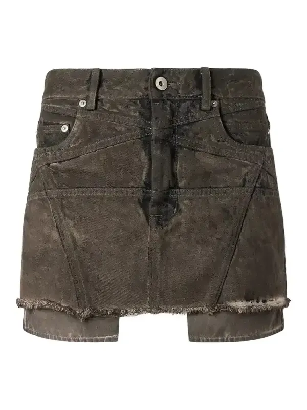 Drkshdw Lana Paneled Frayed Denim Mini Skirt