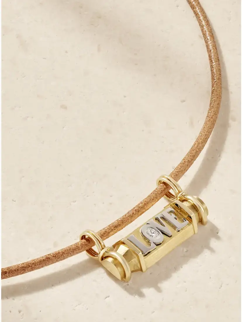 Marie Lichtenberg Love Smash Locket 18-karat Yellow And White Gold, Diamond And Leather Necklace | Thumbnail 4 Marie Lichtenberg Love Smash Locket 18-karat Yellow And White Gold, Diamond And Leather Necklace | Thumbnail 4