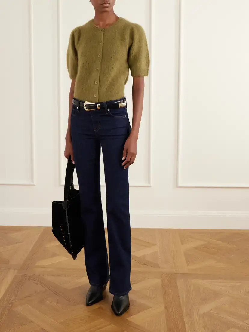 Frame The Airy Wool And Cashmere-blend Cardigan - Green | Thumbnail 2