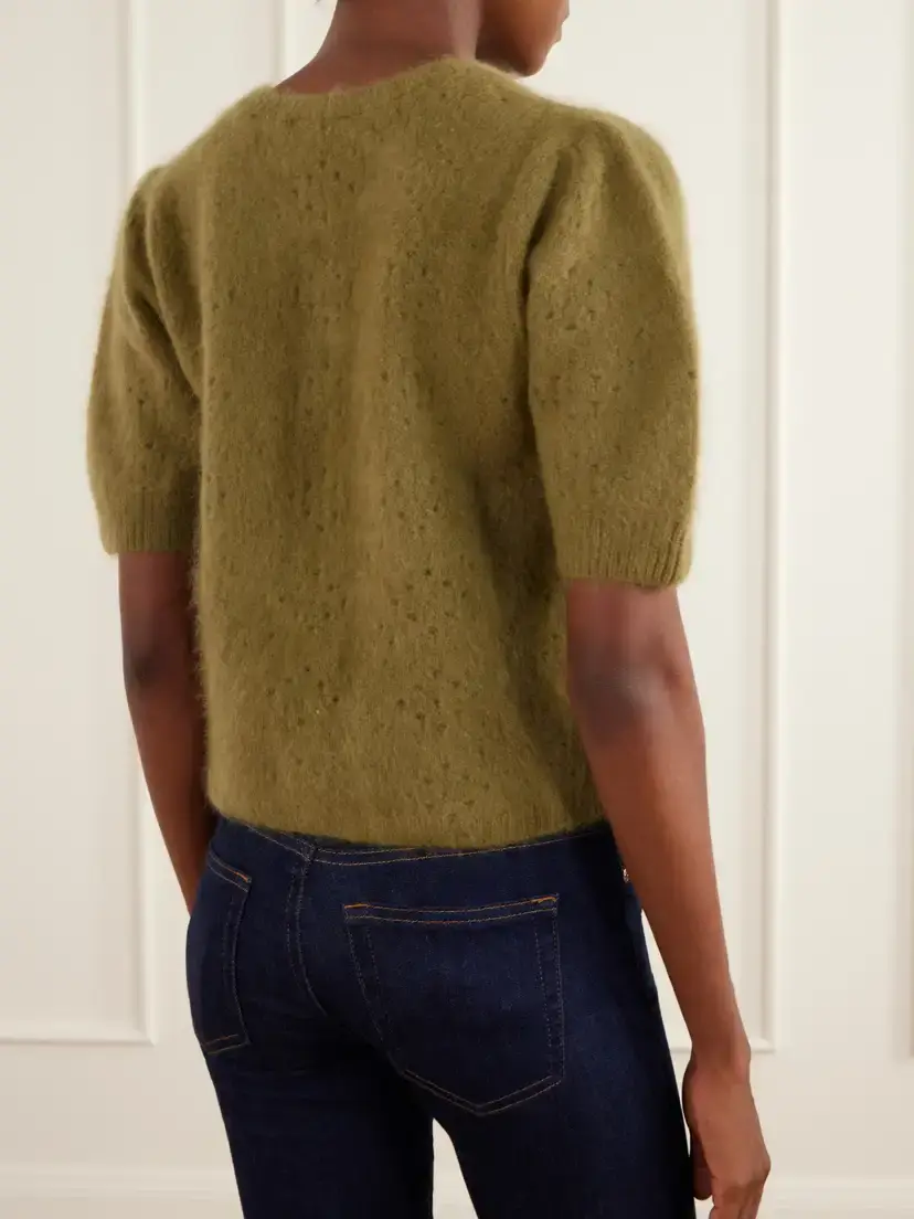 Frame The Airy Wool And Cashmere-blend Cardigan - Green | Thumbnail 4