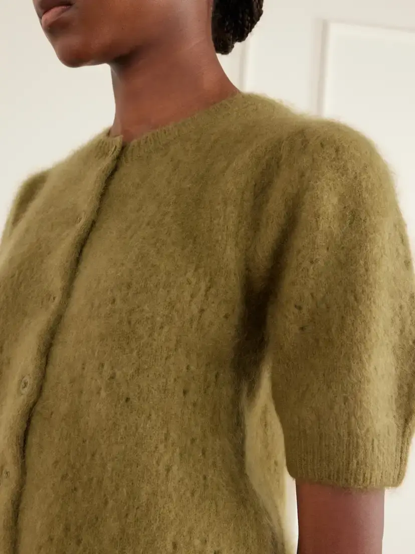 Frame The Airy Wool And Cashmere-blend Cardigan - Green | Thumbnail 5
